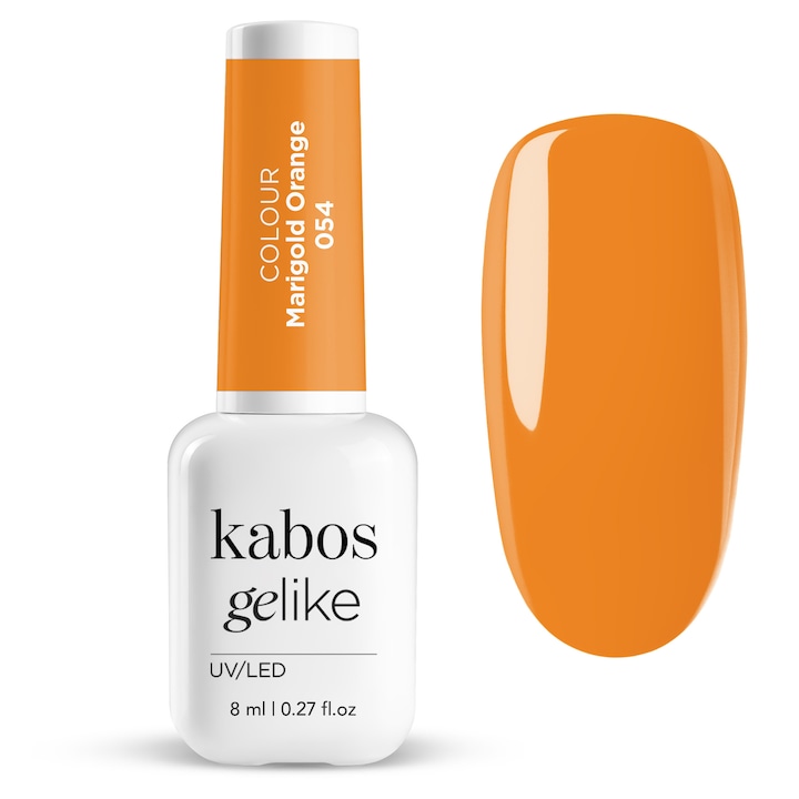 Oja Semipermanenta KABOS 054 Marigold Orange, Portocaliu Intens, 8ml, Rezistenta 21 zile