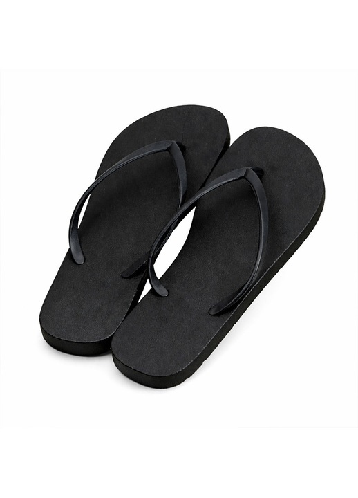 Дамски плажни чехли, MENZ®, модел AquaStep, тип джапанки, PVC водоустойчиви, противоплъзгаща подметка, леки и удобни, черни, 40-41