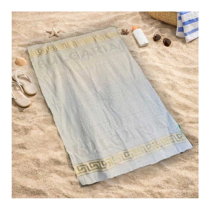 Плажна хавлия Кингтекс България, Екрю, 100х170, 100% Памук