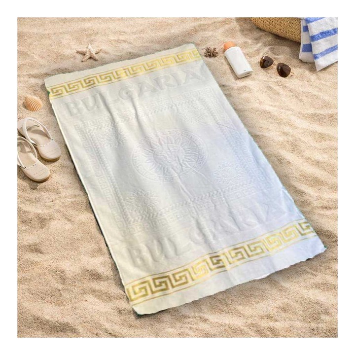 Плажна хавлия Кингтекс България, Бял, 100х170, 100% Памук