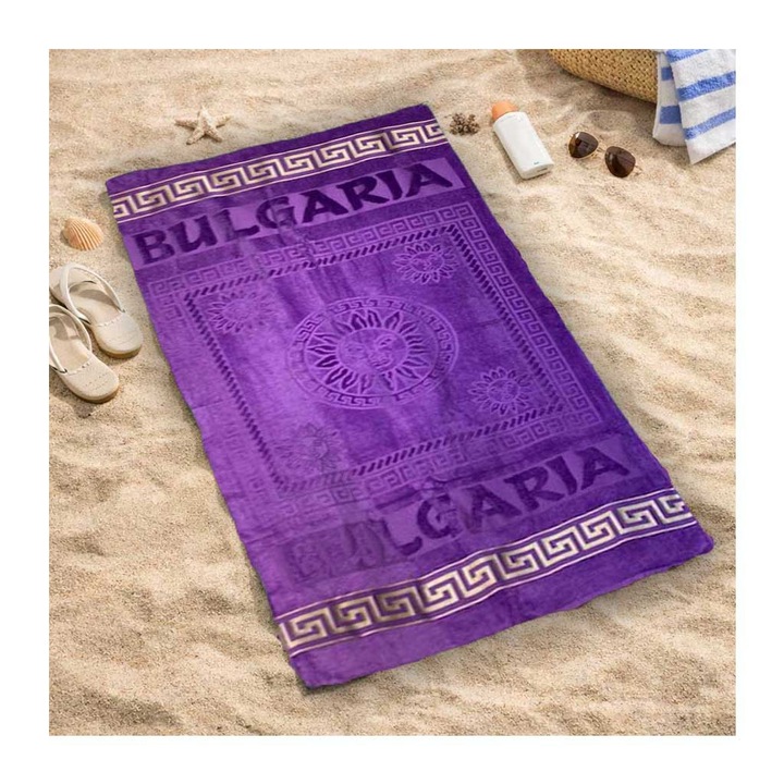 Плажна хавлия Кингтекс България, Лилав, 100х170, 100% Памук