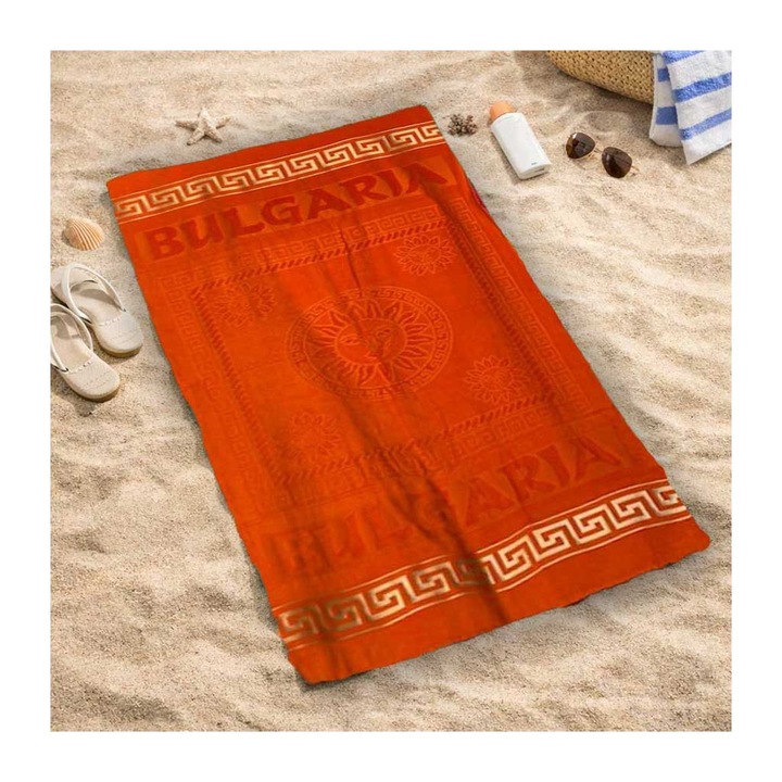 Плажна хавлия Кингтекс България, Оранжево, 100х170, 100% Памук