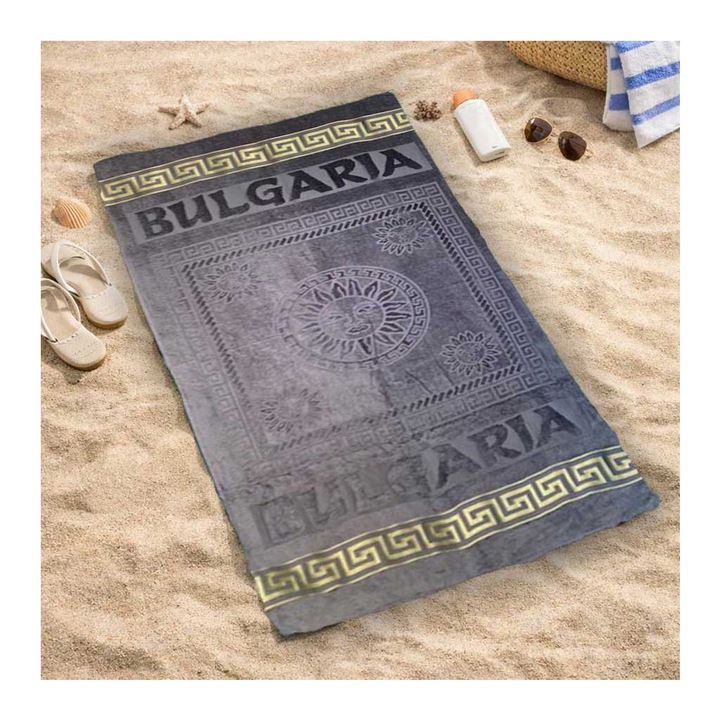 Плажна хавлия Кингтекс България, Сив, 100х170, 100% Памук