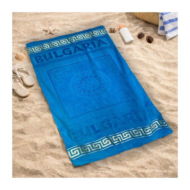 Плажна хавлия Кингтекс България, Тъмен тюркоаз, 100х170, 100% Памук