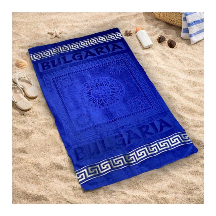 Плажна хавлия Кингтекс България, Турско син, 100х170, 100% Памук