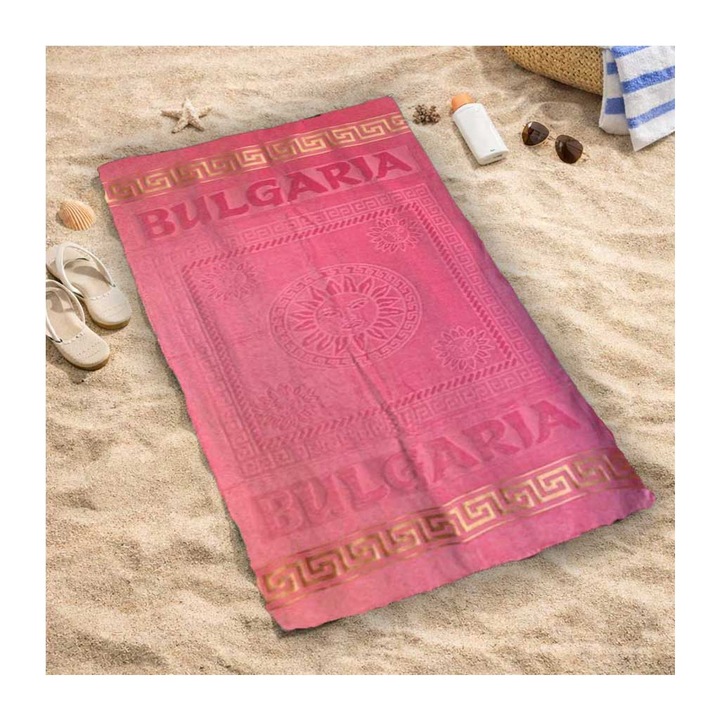 Плажна хавлия Кингтекс България, Розово, 70х140, 100% Памук
