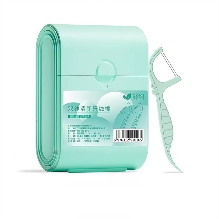 Set ata dentara Vitesthord Easy Flosser, 52 bucati, verde, menta, 2 fire
