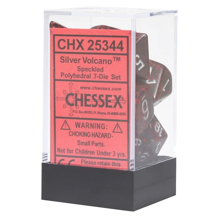 Комплект от 7 зара Chessex Speckled Polyhedral, Silver Volcano, за RPG игри