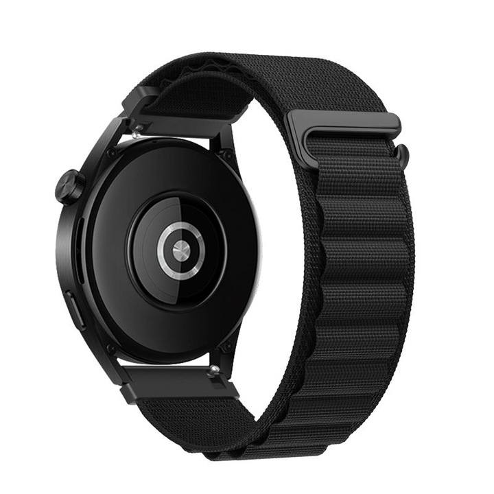 Curea Forcell F-Design pentru smartwatch, poliester, negru, 22 mm