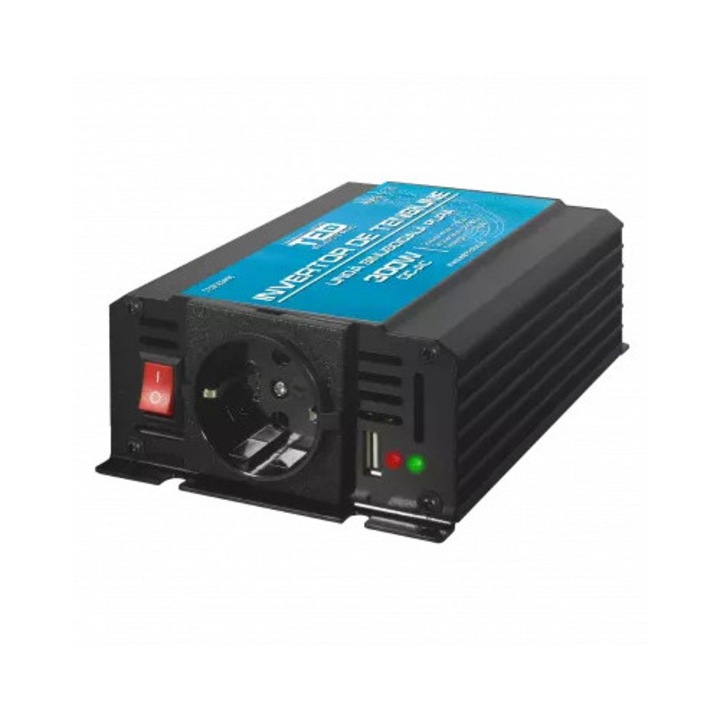 Invertor Auto, TED Electric, 300W, Unda Sinusoidala Pura, 12V-220V
