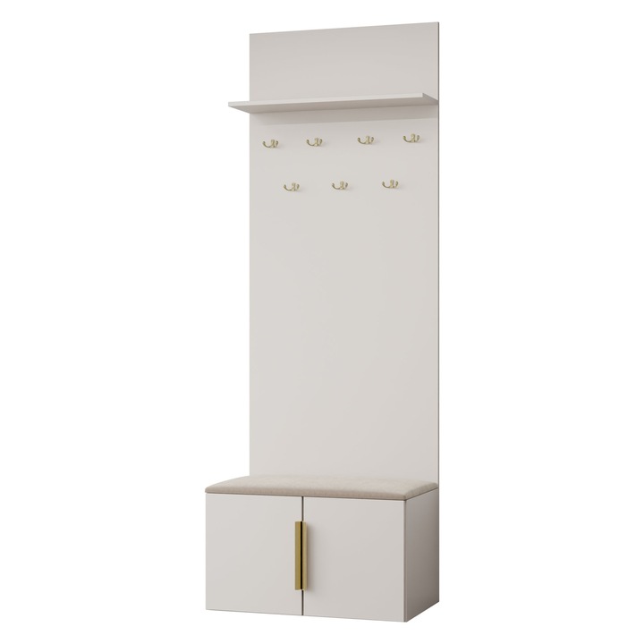 Garderoba cu sezut Lotsi, MIRJAN 24, bej nisip, 42x70x202 cm