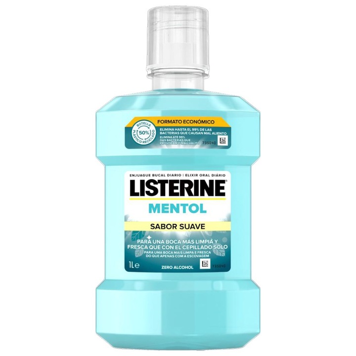 Set 2 x Apa de Gura Listerine Coolmint, fara Alcool, 1000 ml