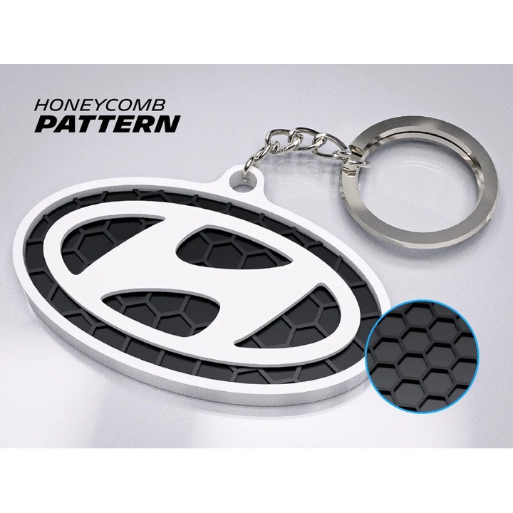 Breloc Auto Premium, Hyundai – Design 3D cu Textura Honeycomb