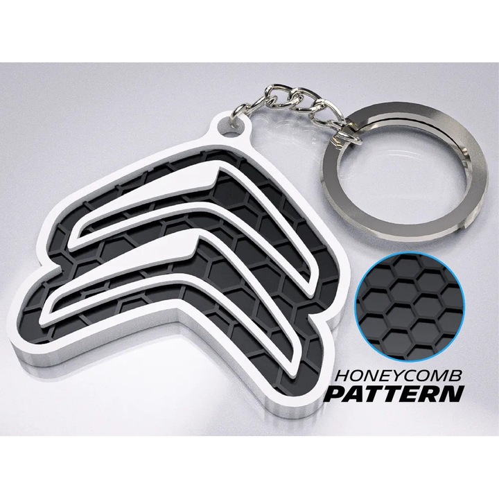 Breloc Auto Premium, Citroen – Design 3D cu Textura Honeycomb