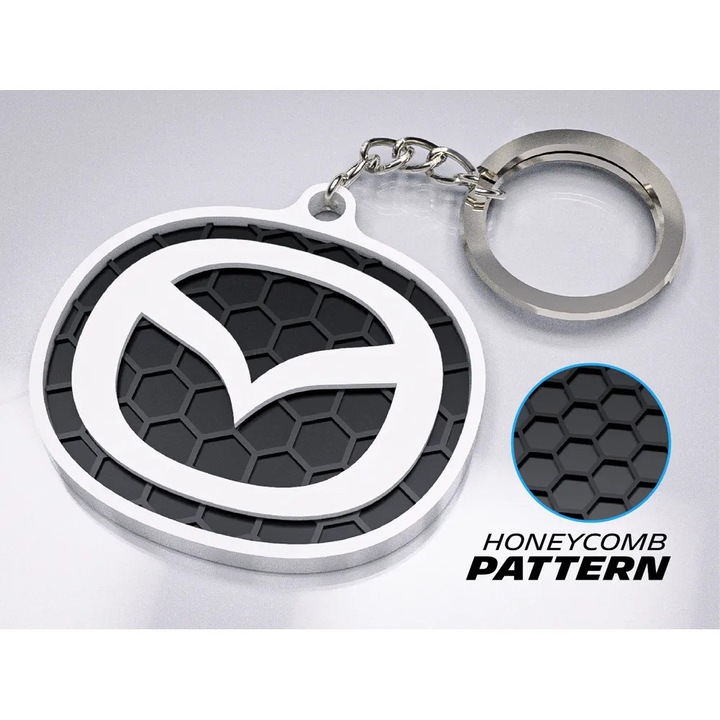 Breloc Auto Premium, Mazda – Design 3D cu Textura Honeycomb