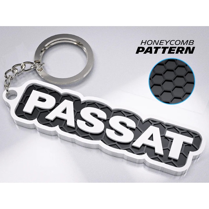 Breloc Auto Premium, Volkswagen Passat – Design 3D cu Textura Honeycomb
