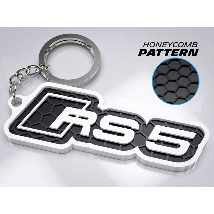 Breloc Auto Premium, Audi RS5 – Design 3D cu Textura Honeycomb