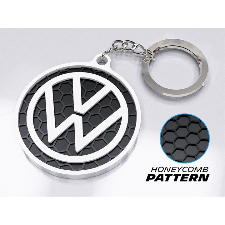 Breloc Auto Premium, Volkswagen – Design 3D cu Textura Honeycomb