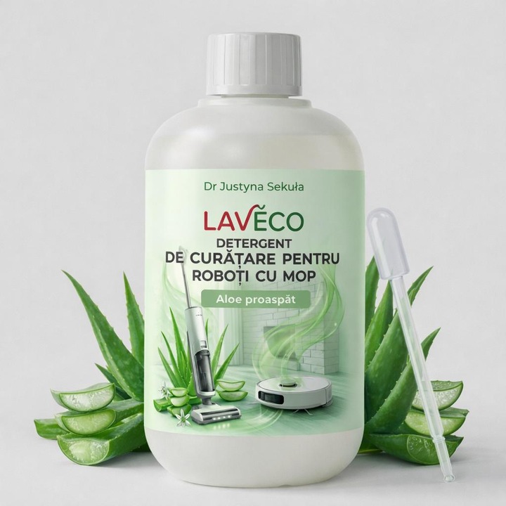 Detergent pt Aspirator Robot cu Mop si Mopuri Bionice formula noua -parfum mai intens cu Aloe Vera-compatibil cu orice Robot-0, 5 L