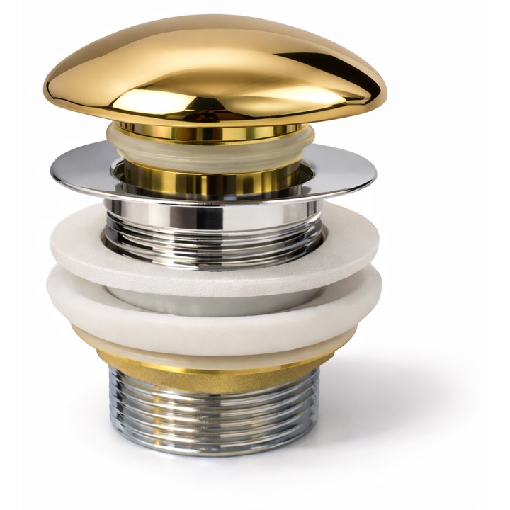 Ventil Ceramic Lavoar Baie BisDesign®, Click-Clack, Fényes Arany Felület, Méret 10 cm