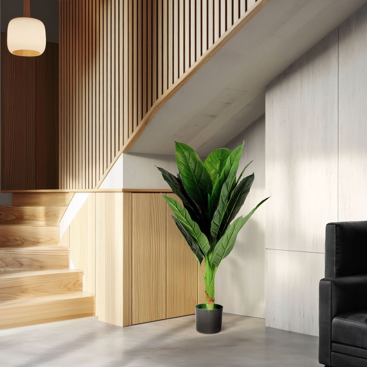 Planta artificiala colocasie 100 cm, decor verde realist pentru casa birou interior exterior