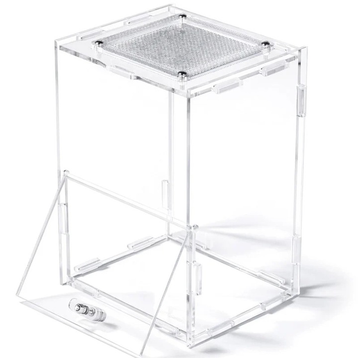 Terariu acrilic Repti-Zoo PACR84, pentru paianjeni, insecte si gandaci, transparent, 11 × 10 × 16 cm