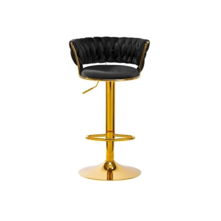 Scaun Make-up, ZoePRO COOL, rotativ, inaltime reglabila, catifea, Negru