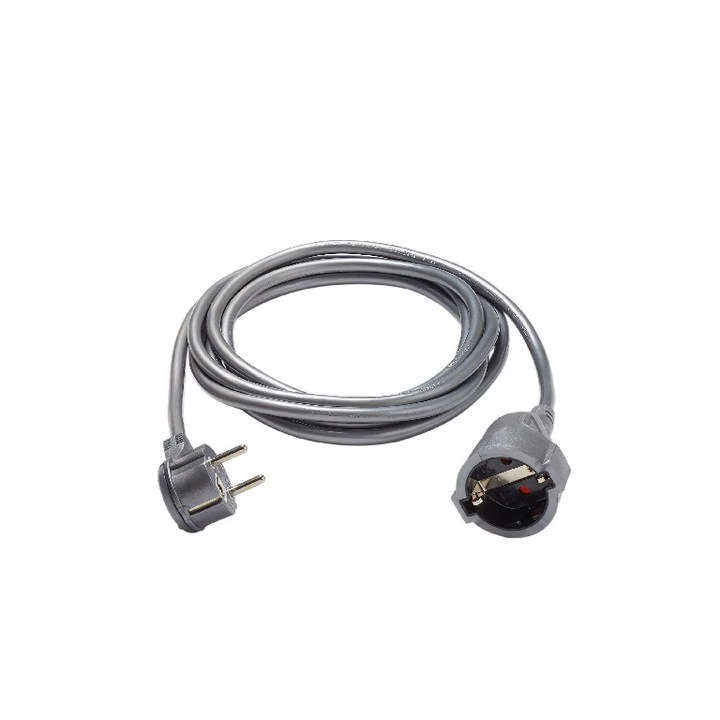Cablu Prelungitor 1 priza, fisa stecher, gri, 16 A, H05VV-F, 1.5 mmp x 3 m Diall