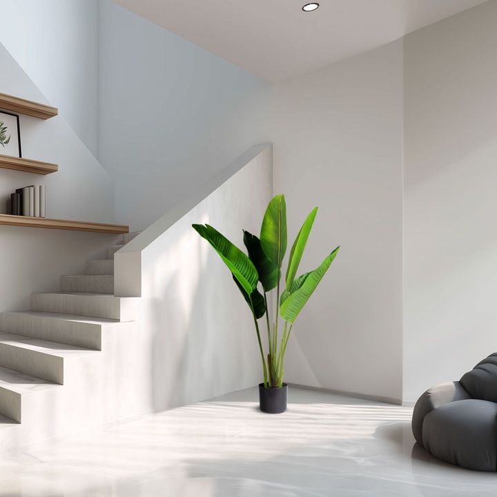 Planta artificiala frunze banana 120 cm, decor interior, planta decorativa verde, PVC realist