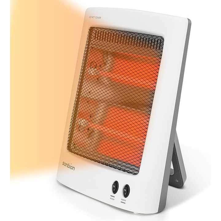 Инфрачервен отоплител, SONBION, 800W с 2 степени, тиха работа и защита от преобръщане, бял цвят