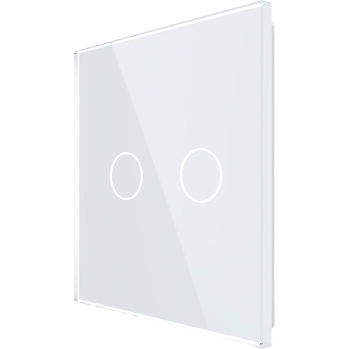 Стъклен панел LIVOLO VL-P702-2W, двоен ключ, бял