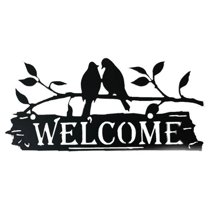 Decoratiune perete din metal Welcome