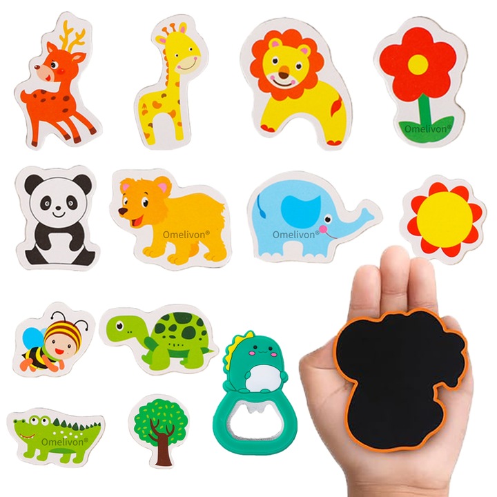 Omelivon®，Magneti de frigider puternici cu animale (pachet de 12) + deschizator magnetic de sticle (1 pachet) Set distractiv de magneti de frigider, desene animate creative colorate 2025 stil nou, deschizator de sticle cu desene animate, magnetic puternic