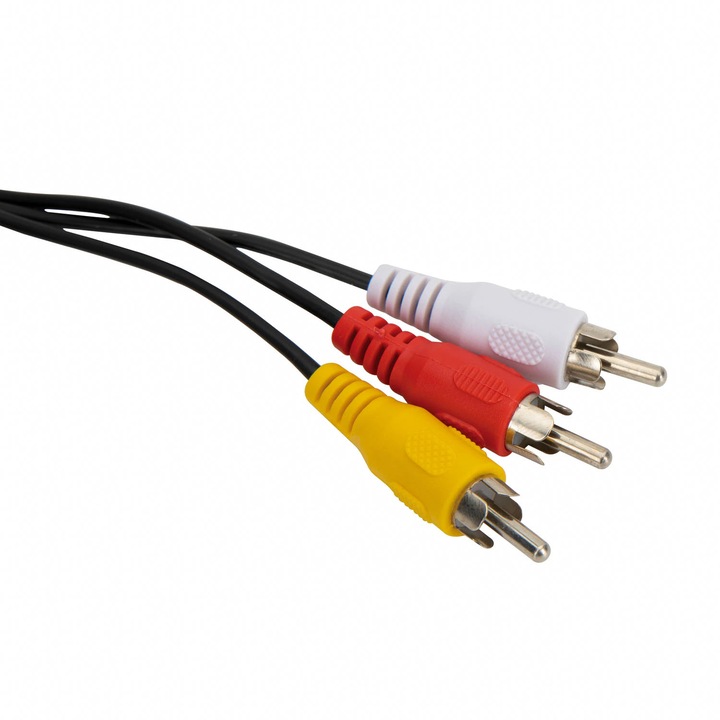 Cablu audio 3 x RCA tata, 1.5 m, negru