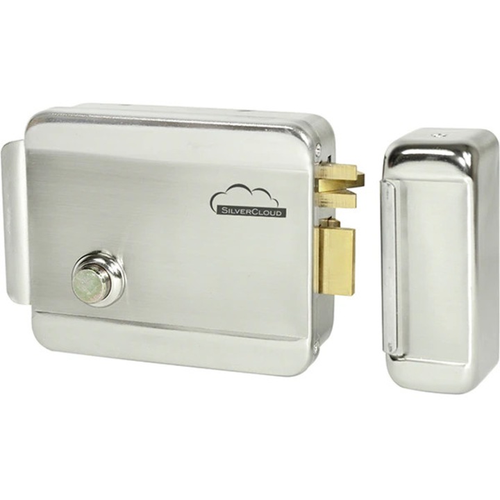 Електромагнитна брава SILVERCLOUD YL500 с патрон, ляво отваряне, Fail Secure NO, сребрист