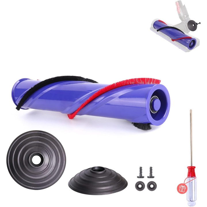 Kit perie rotativa si 2 roti pentru Dyson V6/V7/DC59, compatibil SV03/SV04/SV05/SV09, culoare albastru si negru