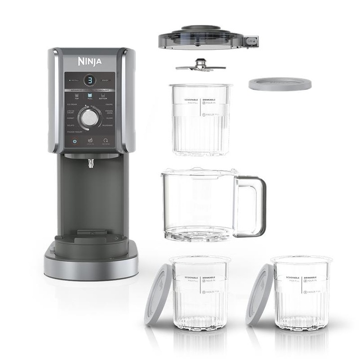 Aparat de inghetata Ninja CREAMi Deluxe NC502UE, 800W, 10 programe, negru/argintiu