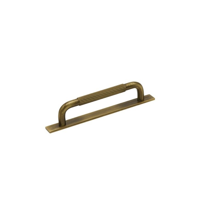 Maner de mobila alungit cu placa Helix Stripe 128 Bronz antic