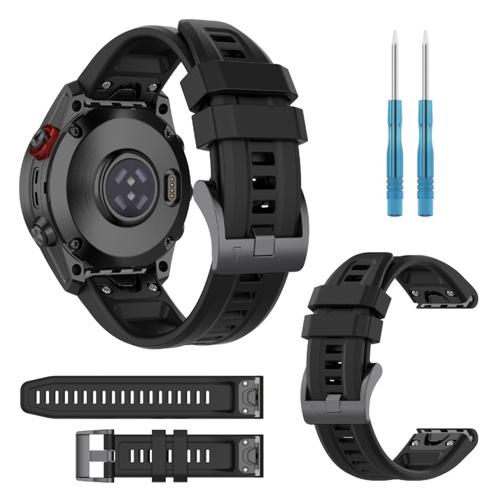 Bratara sport pentru Garmin Fenix 7X Pro / 7X, 26mm, neagra, set de culori variate
