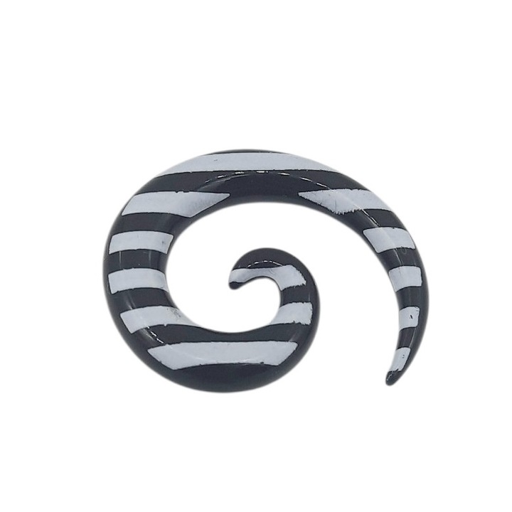 Flash inox 5 mm spirala cu dungi negre si albe lungime 2, 5 cm Adriana