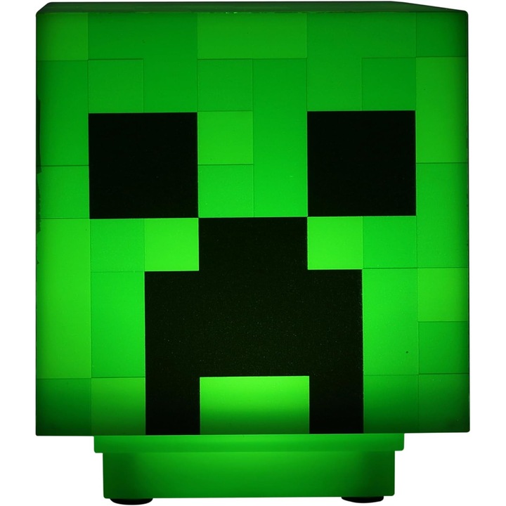 Lampa de veghe Creeper Minecraft, iluminare si sunet, 11cm, multicolor