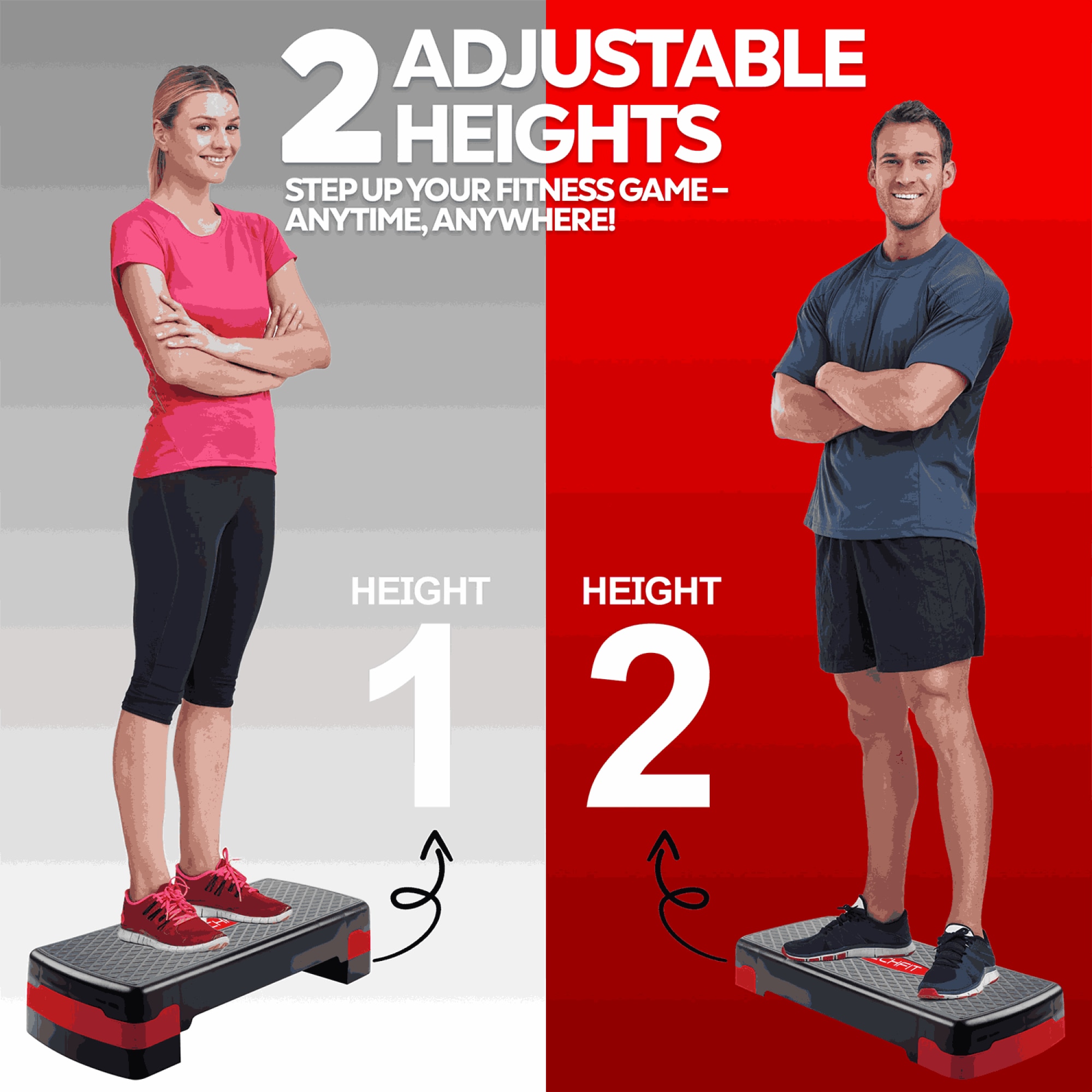 Stepper aerobic Techfit cu 2 trepte, util pentru antrenament