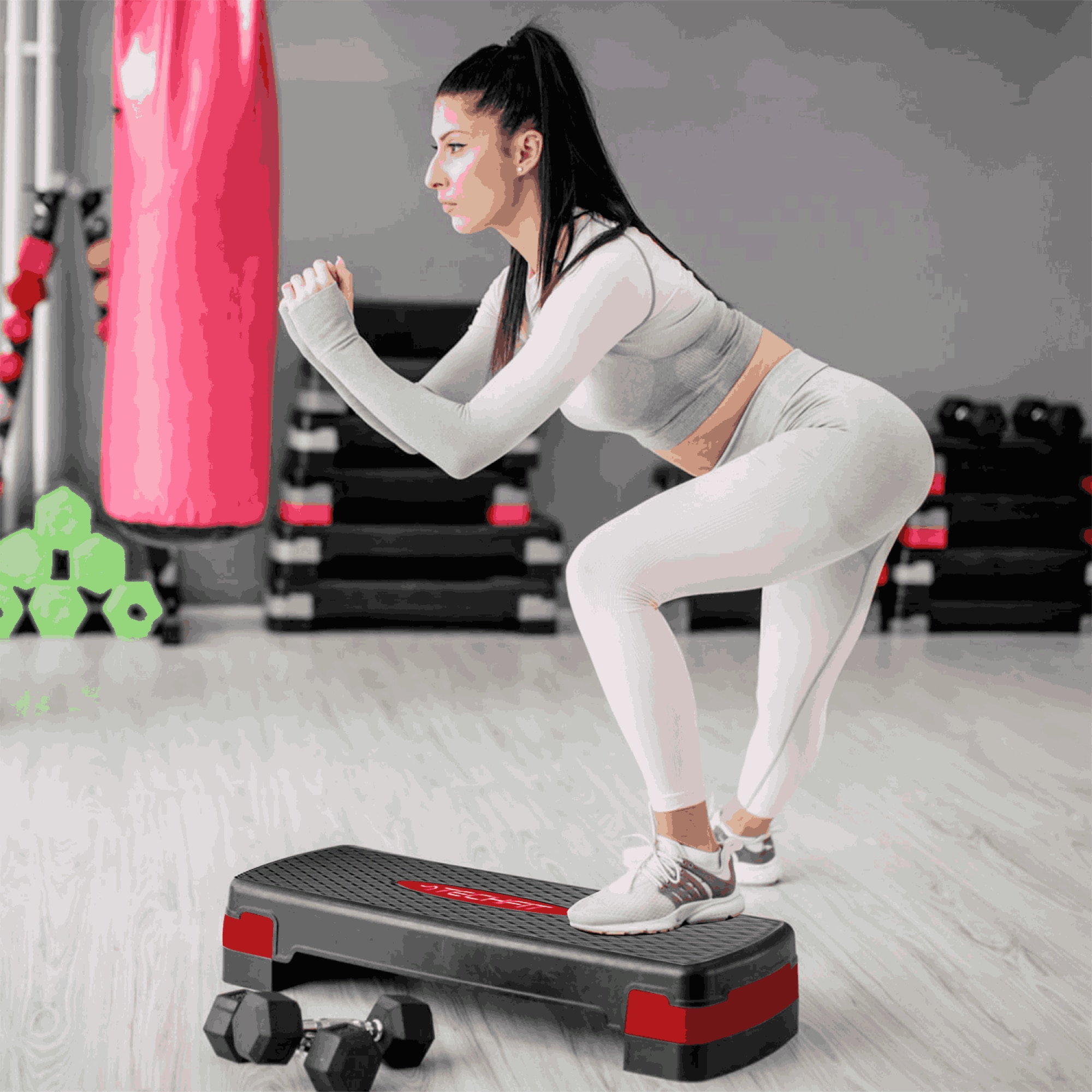 Stepper aerobic Techfit cu 2 trepte, util pentru antrenament