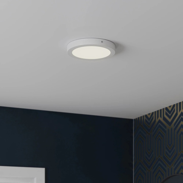 Плафониера LED интегрирана Aius GOODHOME, 12W, 1200 lm, 4000K, бяла