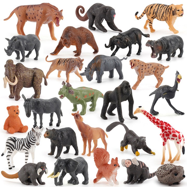Комплект фигурки животни от джунглата 31 броя, реалистични детайли, многоцветни, 1-2"