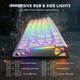 Механична клавиатура ATTACK SHARK R68HE с кабел, бърз спусък 8K, RGB, прецизност 0,005 мм, латентност 0,08 ms, сканиране 256K, магнитен превключвател с ефект на Хол, въглеродни влакна + CNC алуминиева сплав за PC FPS (Ice)