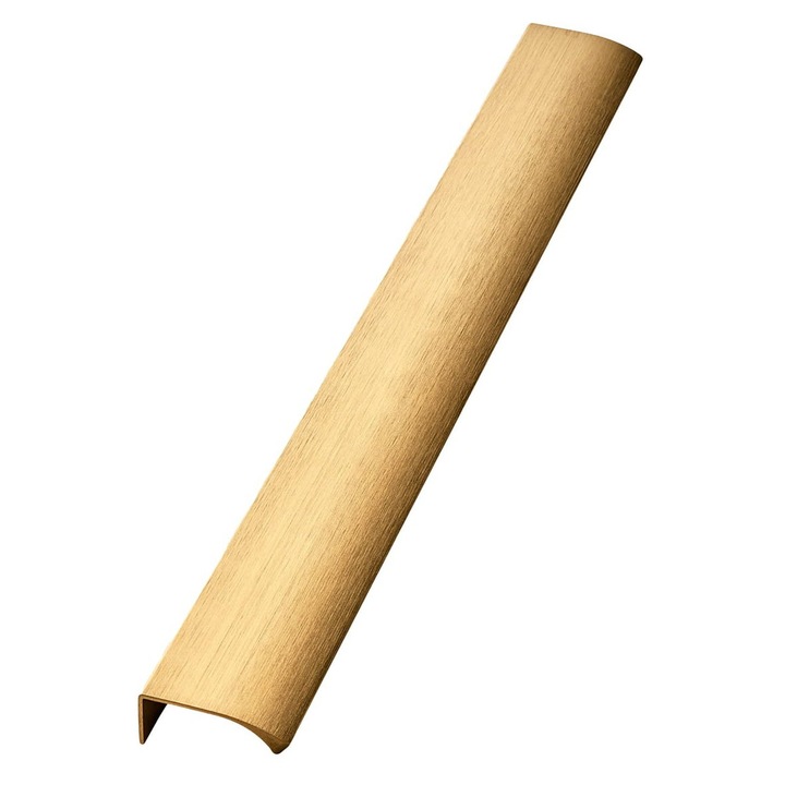 Uchwyt meblowy Edge Straight, Furnipart, aluminiu, zlaty szczotkowany, set cu 2 x wkrety mocujace