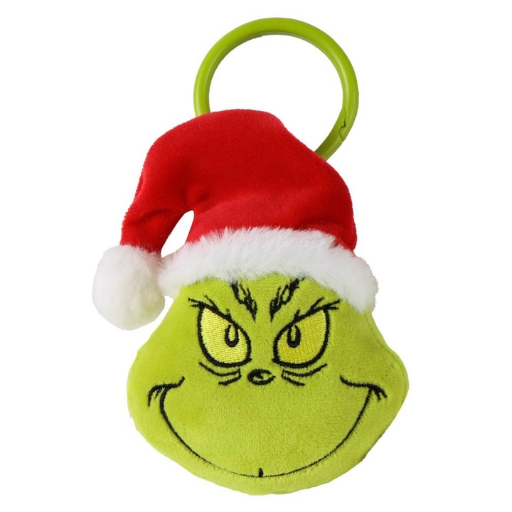 Figurină de pluș, Javoli, 3D Grinch Verde cu agățătoare, Ornament pentru geantă 14 cm