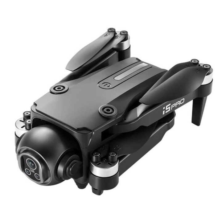 Drona i5 PRO, camera duala 4K HD, 2 baterii incluse, evitare obstacole, motor brushless, control 4 canale, stabilizare optica, culoare negru