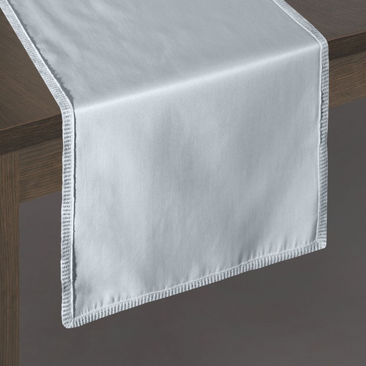 Obrus decorativ SAVONA 35x180cm, popielat, set cu dantela